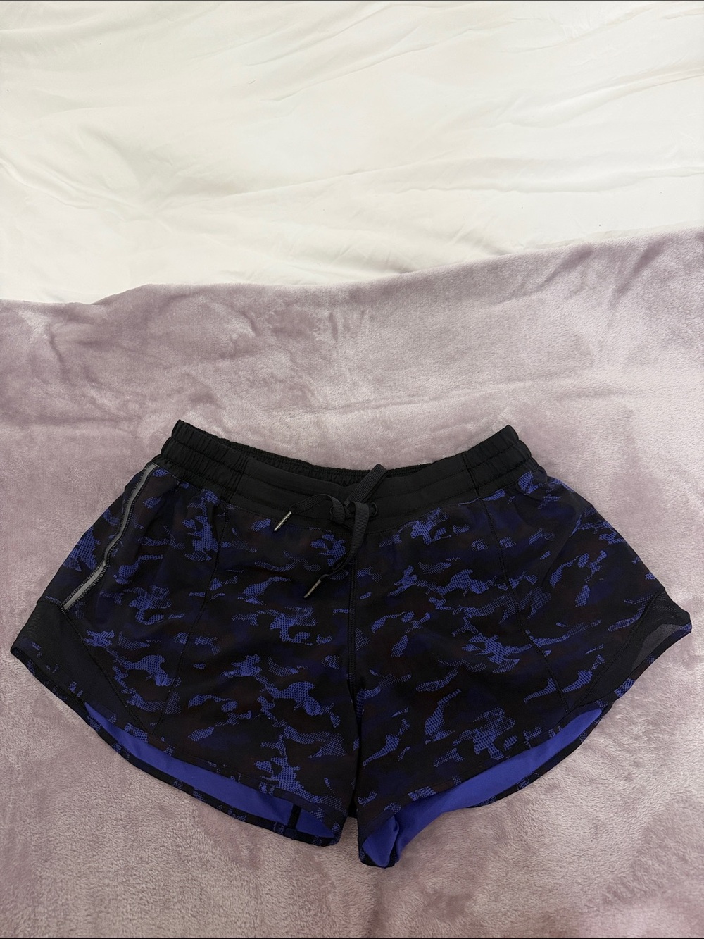 lululemon athletica Black & Deep Blue Camouflage Athletic Shorts